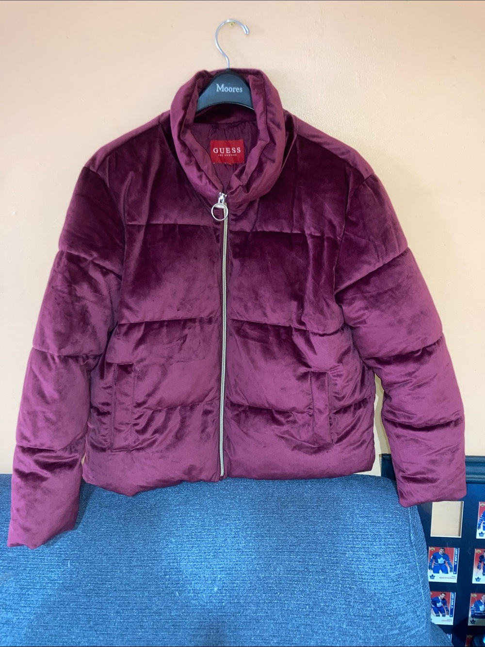 GUESS Burgundy Puffer Jacket